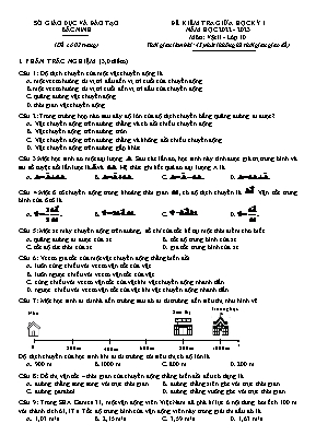 Đề kiểm tra giữa học kì 1 Vật lí Lớp 10 - Năm học 2022-2023 - Sở GD&ĐT Bắc Ninh (Có hướng dẫn chấm)